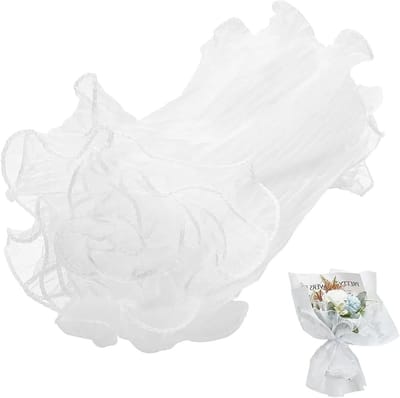 4 Yards Witte Bloemen Verpakkingsnet, Gerimpeld Gaas voor DIY Boeket Decoratie en Bruiloft Cadeaus, Perfect voor Bloemisten en Creatieve Projecten