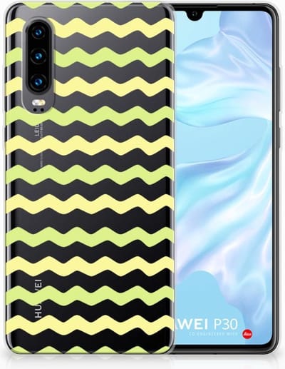 Back Cover voor Huawei P30 TPU bumper Waves Yellow