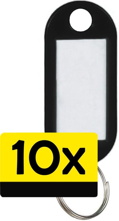 Sleutellabels Label Sleutel Sleutelhanger Gekleurde Bagagelabel Sleutelhanger Reislabel - Zwart - 10 Stuks