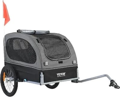 Mygroot - Hondenfietskar - 2 in1 Dierenfietskar - Hondenkar - Honden Fiets Trailer - Hondenwagen - Inklapbaar - Reflectoren - Koppeling - Vlag - Tot 40Kg - 140 x 72 x 77cm - Grijs.