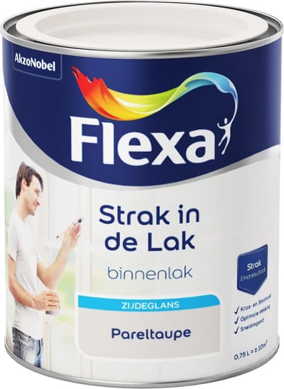 Flexa - Strak in de Lak - Watergedragen - Zijdeglans - pareltaupe - 0,75 liter