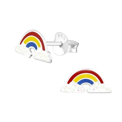 Aramat Jewels | Oorbellen | 925 Zilveren Regenboog Oorbellen Kleurrijk 8mm - Rainbow Oorstekers | regenboogkleuren-11x5mm | |7mm | Zilver | Kinderen | Verkleurd niet