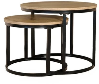 Salontafel rond 2delig lichtbruin MDF Rutger ronde bijzettafel side table