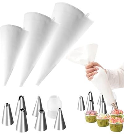 Herbruikbare spuitzakken met roestvrijstalen spuitmonden - Set van 3 (30/35/40 cm) voor taarten en gebak