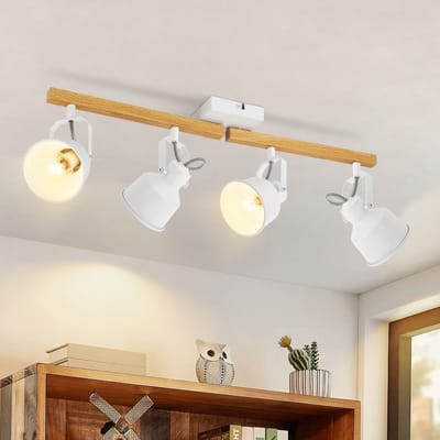 NETTLIFE Opbouwspot - Hout - zwart - 4-lichts - E14 Fitting - Moderne Plafondlamp - 350° draaibar Plafondspot - Max.25W - Metaal - Hoogwaardig Design - voor Hal | Woonkamer | Keuken - Zonder Lichtborn