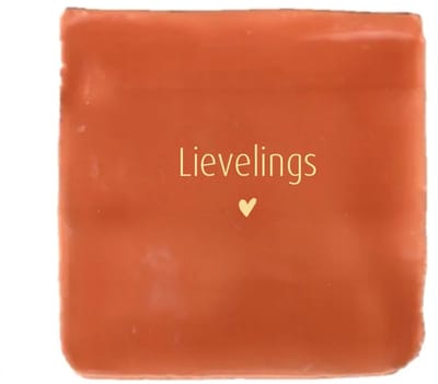Gekleurd tegeltje - Lievelings - Oranje - Handgemaakte tegel | Spreuktegel | Tegeltjes met Spreuken | Tegeltjeswijsheid | Tegeltje tekst | Origineel cadeau