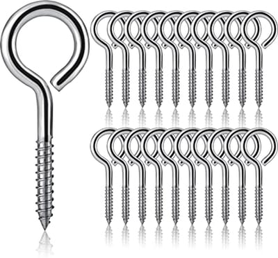 SnelShoppen - 20 Stuks M5 x 65 Oogschroeven, RVS 304, Zelftappende Ring Schroeven voor DIY, Hangen, Creatieve Projecten, Tuin, Keuken, Hobby- en Cork