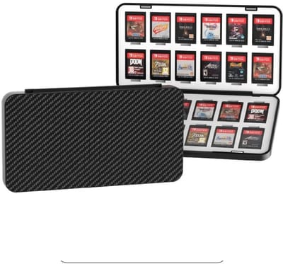 WiseGoods Premium 24 Slots Gamecard Case - Beschermhoes - Micro SD Kaarthouder - Gamen - Game Accessoires - Siliconen Hoes - Zwart