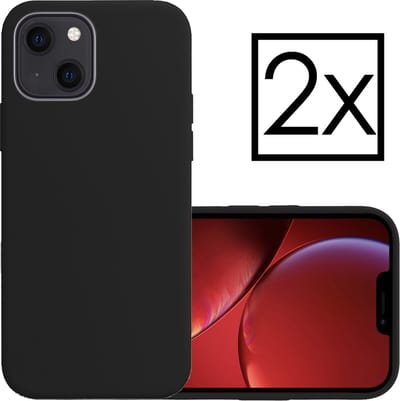 Hoesje - 2 Stuks - Geschikt voor Apple iPhone 14 - Sterk & Shockproof - Case Siliconen - Back Cover - Telefoon Hoes - Zwart