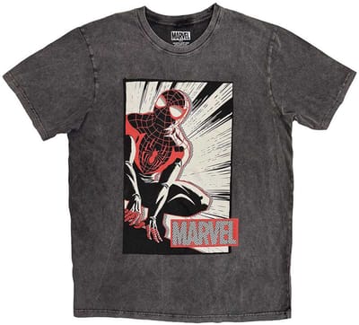 Marvel SpiderMan - Crouch Cartoon Heren Tshirt - L - Grijs