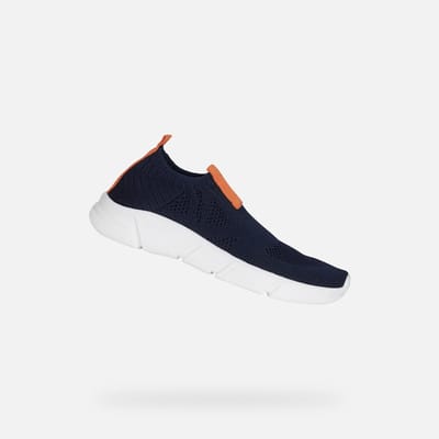 GEOX ARIL TIENERS Sneakers - MARINEBLAUW/ORANJE - Maat 36