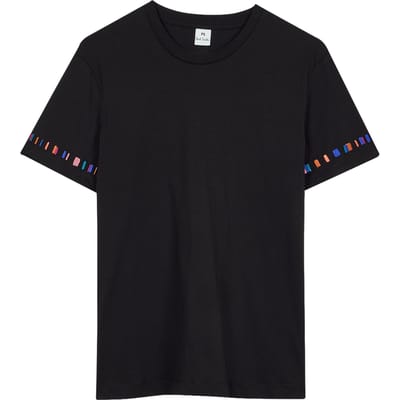 Paul Smith Womens Stripe Sleeve Emb T-shirt Black Maat: S | Tops Outlet | Dames | Zwart