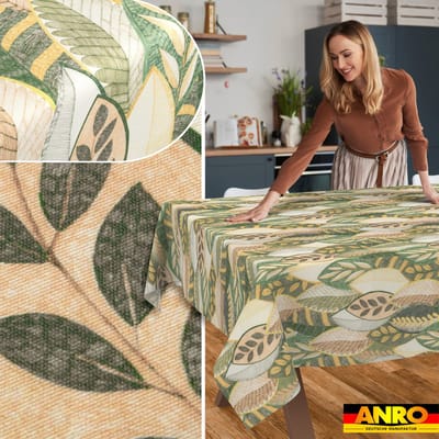ANRO Tafelkleed Griekse ornamenten Beige 140x100cm Rechte rand Afwasbaar Waterafstotend
