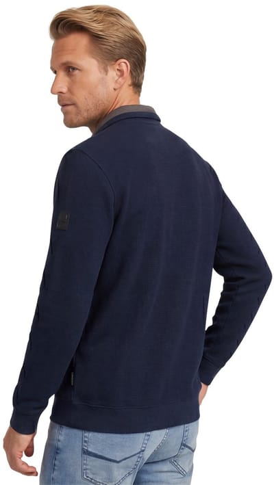 CASA MODA comfort fit sweat schipperstrui - donkerblauw - wit