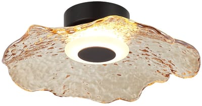 Kosilum - Lioria - Plafondlamp - Zwart en amber - Metaal en glas