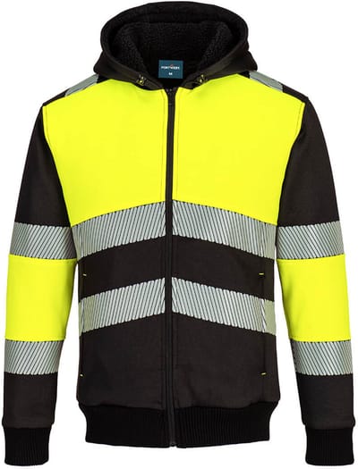 Portwest PW3 Klasse 1 Winter Hoodie met rits PW377 - Geel/Zwart - 4XL