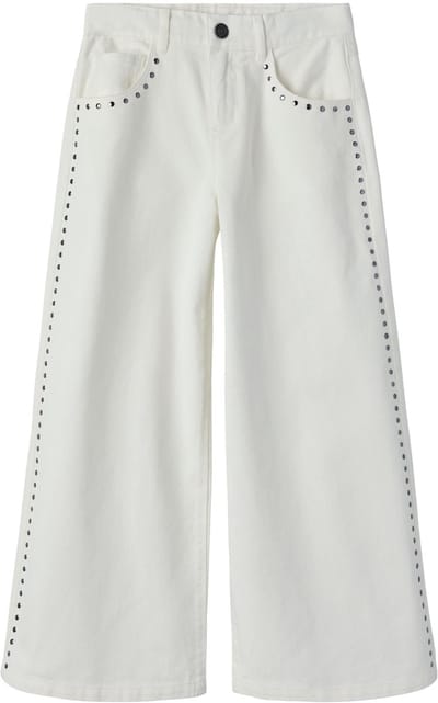 Name It - Broek - NKFBella - Wide Leg - Studs - Bright White - Maat 122