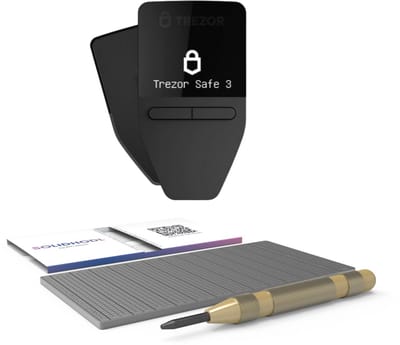 Trezor Safe 3 Black + SOLIDHODL - Voordeelbundel - Hardware Wallet - Wallet voor Bitcoin, Ethereum en vele andere crypto