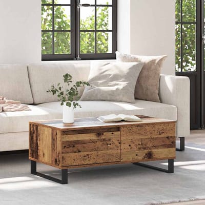 vidaXL - Salontafel - Oud - Hout - 90 - x - 50 - x - 36,5 - cm - Bewerkt - hout