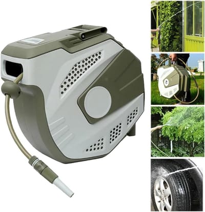 Intrekbare Tuinslanghaspel - Waterslang Met Haspel - Tuin Bewateren - Automatisch Oprollen - 25 m - Grijs