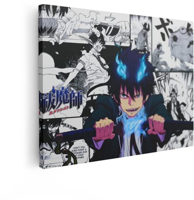 Artaza Canvas Schilderij Blue Exorcist - 120x90 cm - Wanddecoratie Anime Rin Okumura - Muurdecoratie Manga Collage - Schilderijen Op Canvas