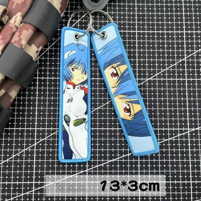 Porte-clés Evangelion Broderie Anime Étiquette de clé Motos Voitures Sac à dos Chaveiro Porte-clés Pour les amis Porte-clés Mode Cadeaux Jouet