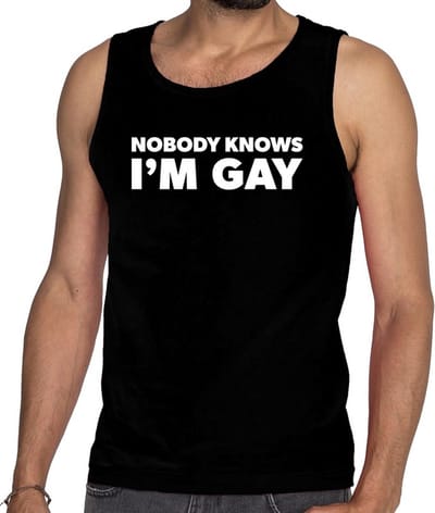 Nobody knows i am gay gaypride tanktop/mouwloos shirt - zwart homo singlet voor heren - Gaypride S