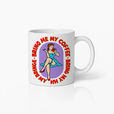 Grappige “Breng Me Mijn Koffie” Mok – Retro Pin-Up Stijl Beker, Perfect Cadeau voor Koffieliefhebbers en Ochtendhumor Fans