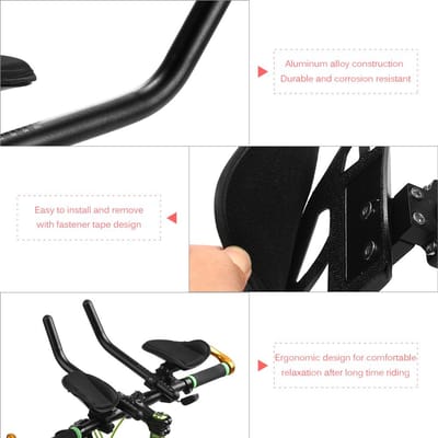 Repose-bras de vélo Guidon Vélo Barre Aéro Vélo Guidon de relaxation Vélo de Triathlon VTT Vélo de route Barre de repos pour les bras Aérobars de vélo A black