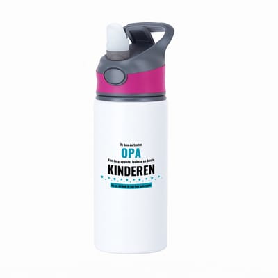 Hacebo® - ik ben de trotste opa van de grappigste, leukste en beste kinderen, en ja dit heb ik van hun gekregen waterfles met rietje roze - de trotste opa - verjaardag - verjaardagscadeau - cadeau - beste kinderen - water fles - 650ML