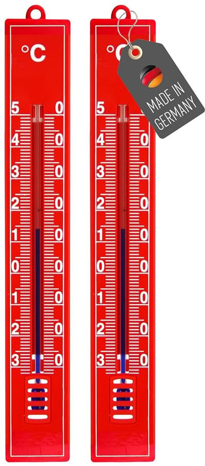 Set van 2 Tuinthermometers Analoog Rood Binnen Buiten Weerbestendig -30°C tot 50°C