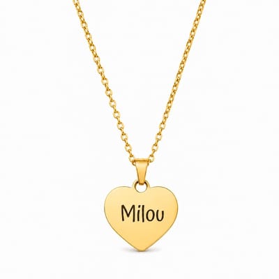 Graveerbare Naam Ketting Hart Goud