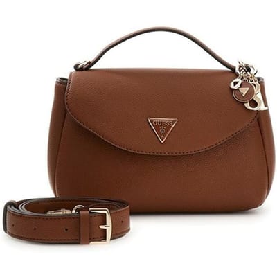GUESS schoudertas handtas Evie Top Handle Flap Bag Cognac bruine