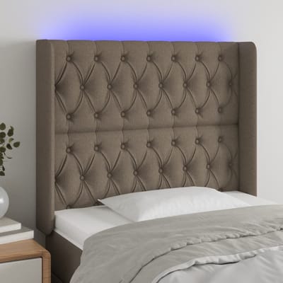 vidaXL - Hoofdbord - LED - 103x16x118/128 - cm - stof - taupe