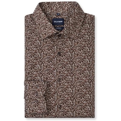 OLYMP Luxor 24/Seven Overhemd, Modern Fit, New Kent, Bruin