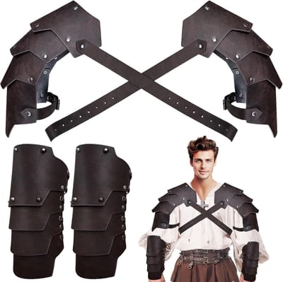 Medieval Faux Leather Schouderbeschermers Set voor Gladiator Kostuums, Vintage Ridders Harnas voor Halloween, LARP en Ren Faire Evenementen