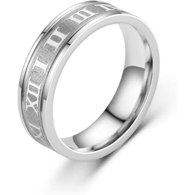 Eenvoudige 6mm Punk Romeinse Cijfers Ringen Mode Mannen Roestvrij Staal Ringen Mannen Bruiloft Verloving Unisex Sieraden Dropshipping 10 white