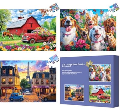 Grote puzzelstukken voor senioren - 3 pack van 48 stukken voor dementie en Alzheimer