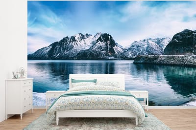 Behang - Fotobehang Water - Bergen - Natuur - Breedte 375 cm x hoogte 280 cm