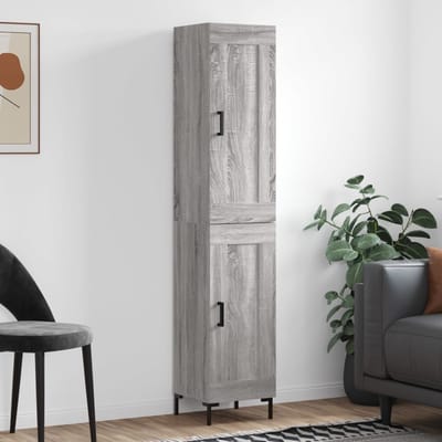 vidaXL - Hoge - kast - 34,5x34x180 - cm - bewerkt - hout - grijs - sonoma - eikenkleurig