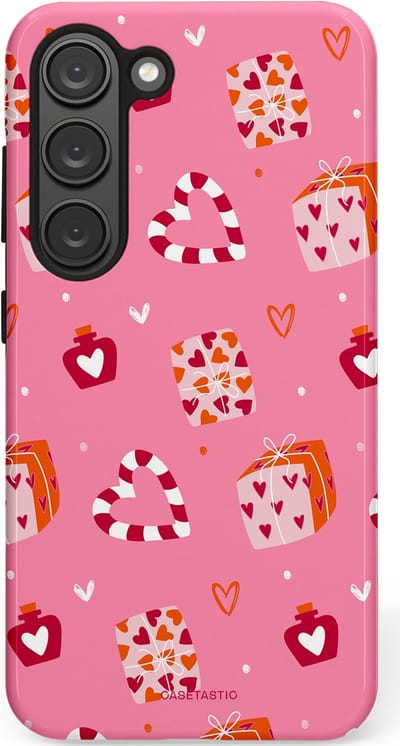 Casetastic Hoesje Geschikt voor Samsung S23 - Stijlvolle Beschermende Duo-layer Case - Zoete Liefde Roze