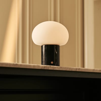 Tavellio Coddé Draadloze Tafellamp – H22 – Nero Marquina Marmer en Glas – Tot 100 uur – Zwart