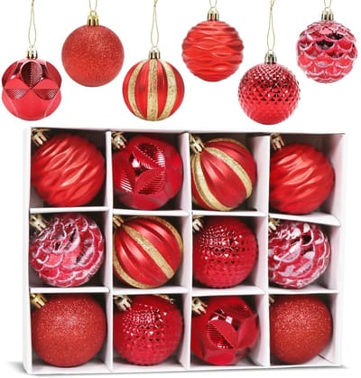 Dailygoods- Kerstballen Luxe Set - 12 Stuks - 6 cm - Kunststof - Kerstboomversiering - Unieke Designs - Herbruikbaar - Kerstversiering