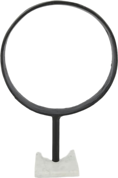 Beeld ring aluminium op standaard - 29x11.5x43 cm - Zwart