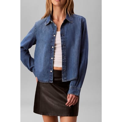 Calvin Klein Cropped Ls Shirt Indigo Hastings Taglia: XS | Magliette intime Outlet | Donna | Blu