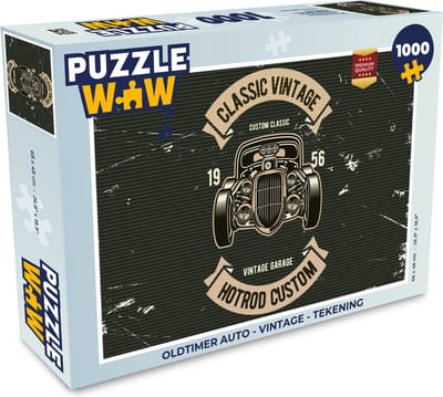 Puzzel Oldtimer auto - Vintage - Tekening - Legpuzzel - Puzzel 1000 stukjes volwassenen