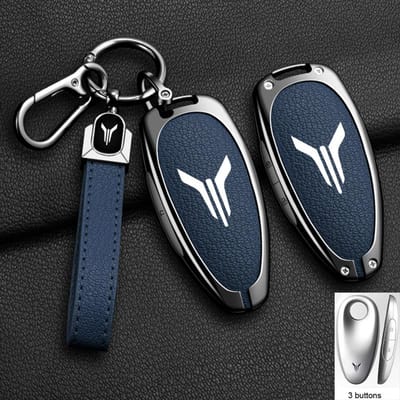 Legering Leer Auto Sleutelhoes Cover Houder Shell Fob Voor Voyah Free I-Land Dreamer - Sleutelhanger Auto Bescherming Accessoires
