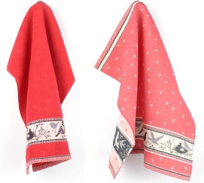 Luxe Keukendoek en Theedoek - Vogel Rood - Bunzlau Castle - 100% biologisch GOTS katoen - keukentextiel set