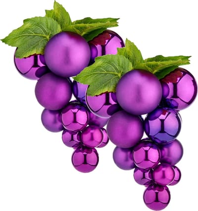Krist+ Kerstornament druiventros - 2x stuks - paars - 25 cm - kunststof - kersthanger fruit - wijn thema - decoratie druiven