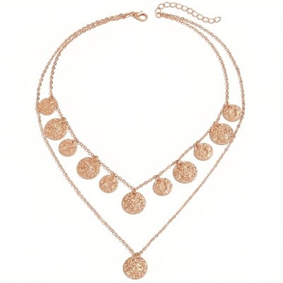 Goudkleurige choker ketting dames met ronde munt hangers – layer ketting met fijne schakels en vintage look – statement ketting dames sieraden